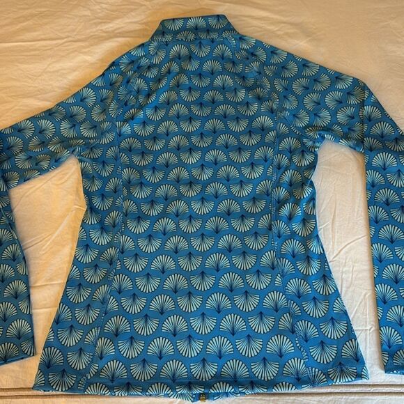 NWT Sigrid Olsen Woman’s Golf Tennis Full Zip Jacket in Blue Palm Fan Pattern. - Picture 4 of 9